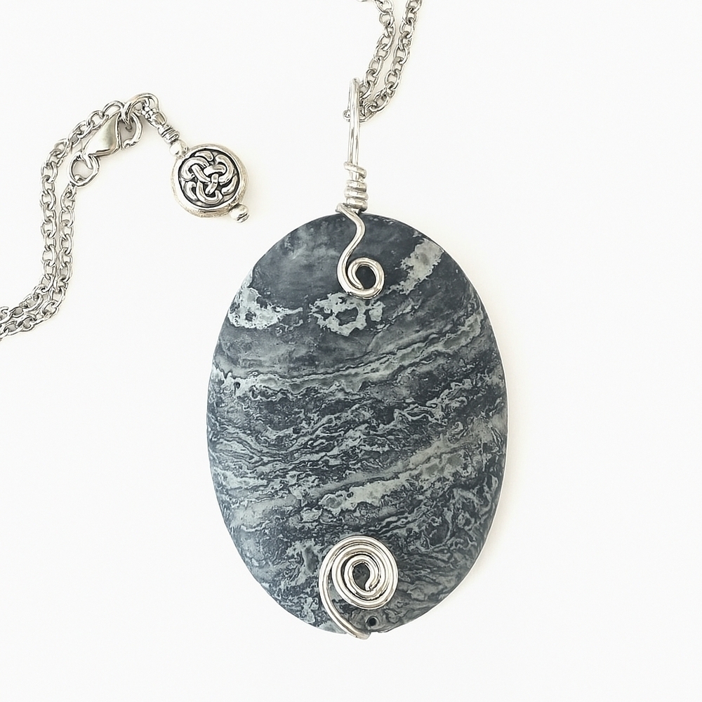 Wire-Wrapped Natural Stone Pendant